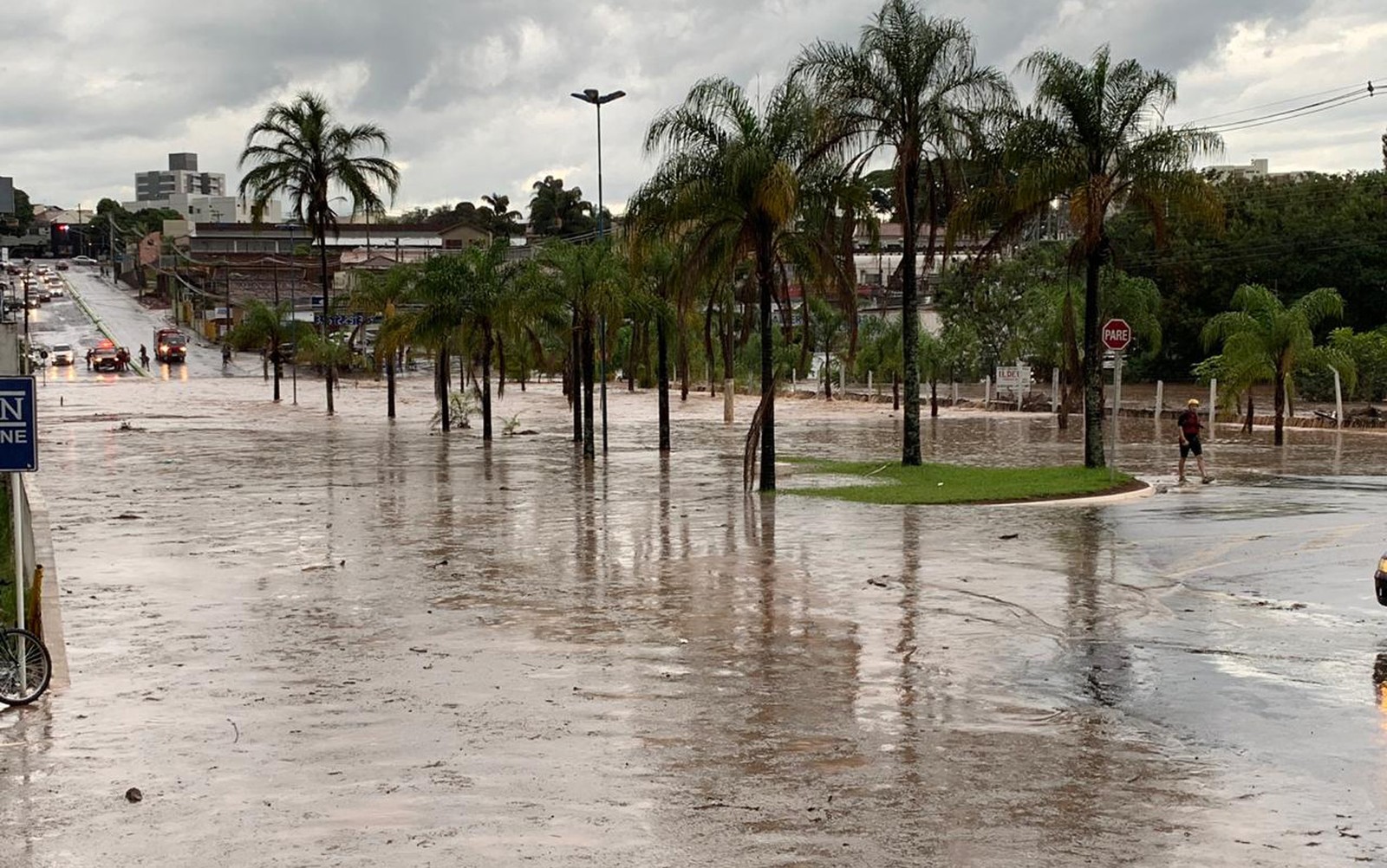 Avenida Miguel Sábio de Mello tomada pela água. Foto: Leonardo Vieira/